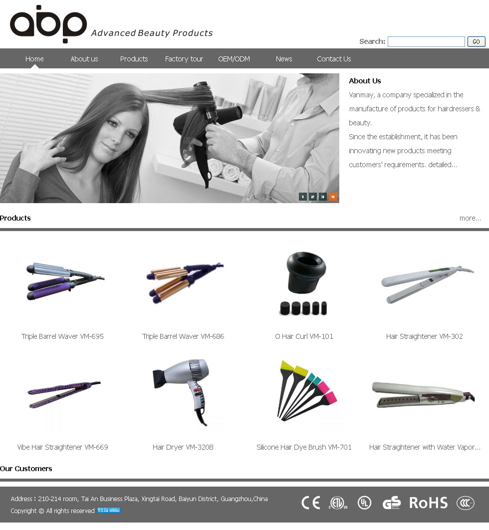 Vanmay Ltd. is a leader in custom manufacturing and offers a wide range of products, except the most advantageous products Hair straighteners and Hair curlers, it also produces Hair Dryers, Hair Clipp